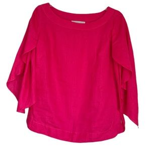 Salma Linen Blouse Hot Pink Small Linen Top
